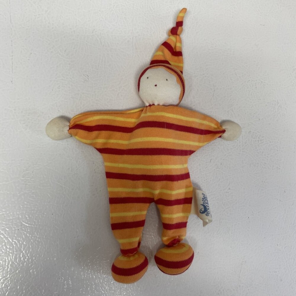 Under The Nile Organic Cotton Cloth Baby Doll Hat HTF Stripes 9” Lovey